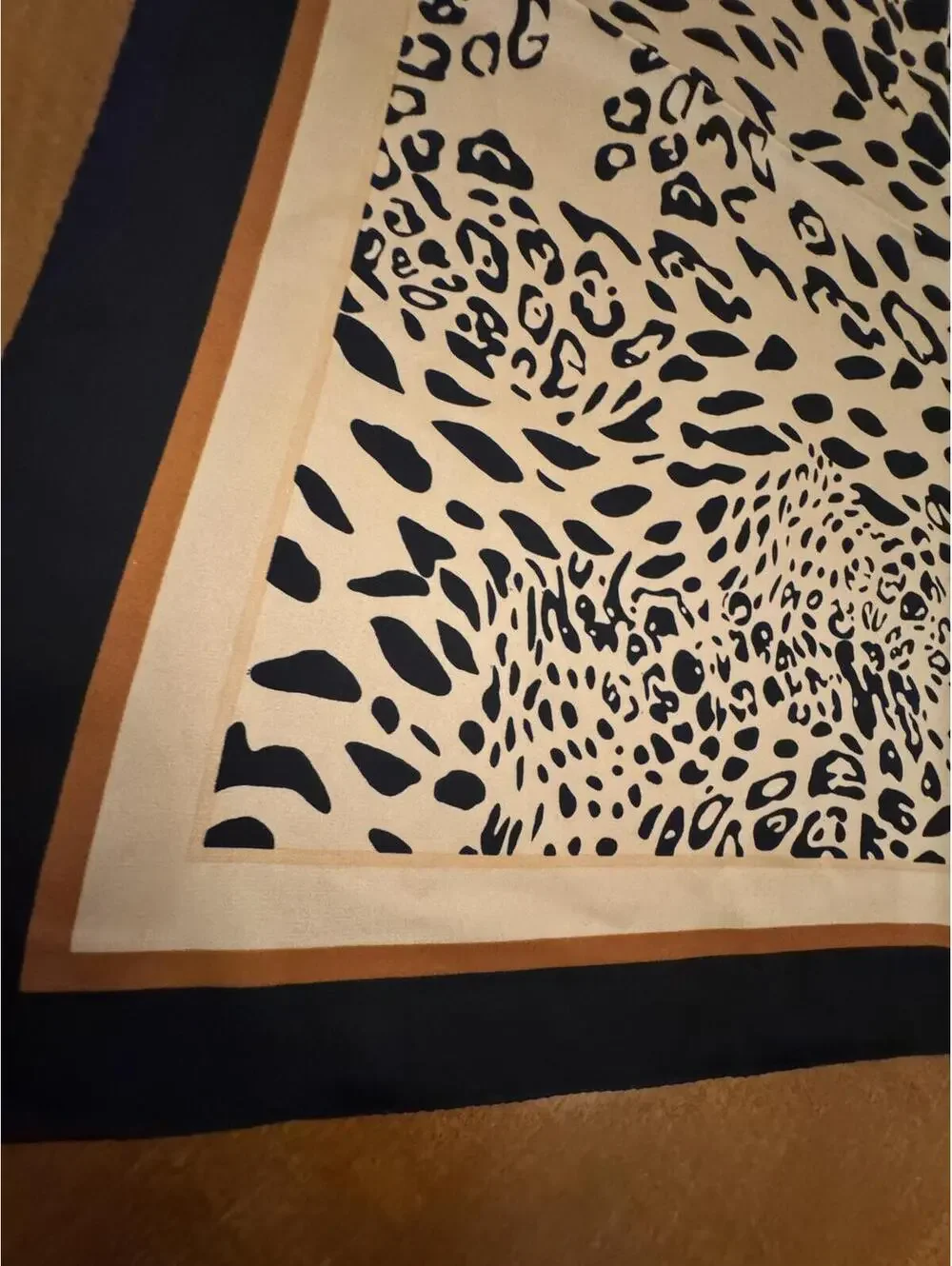 Animal Print Square Scarf with Black and Brown Border #116